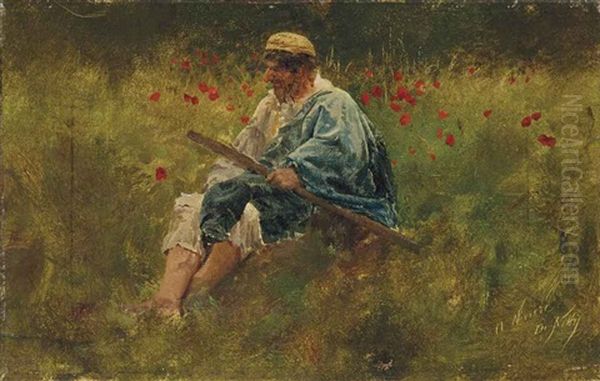 Un Berger Dans Un Champ Oil Painting by Giuseppe de Nittis