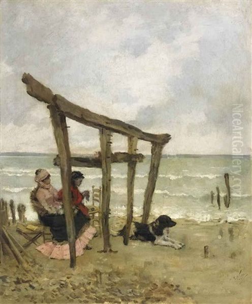 Sulla Spiaggia Oil Painting by Giuseppe de Nittis