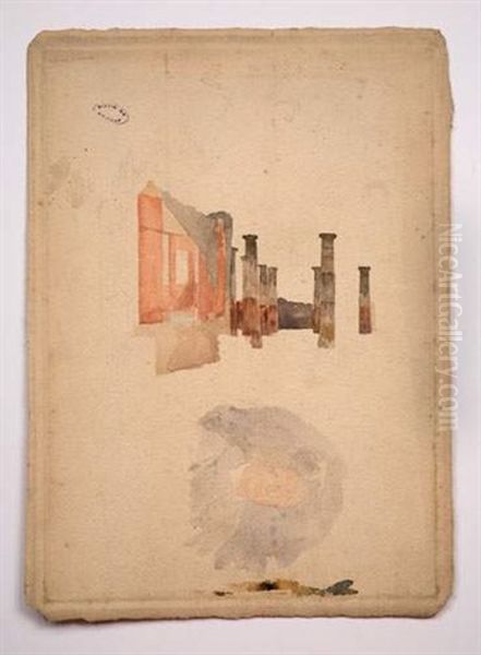 Ruines A Pompei, Study (+ Tete De Femme; Verso) by Giuseppe de Nittis