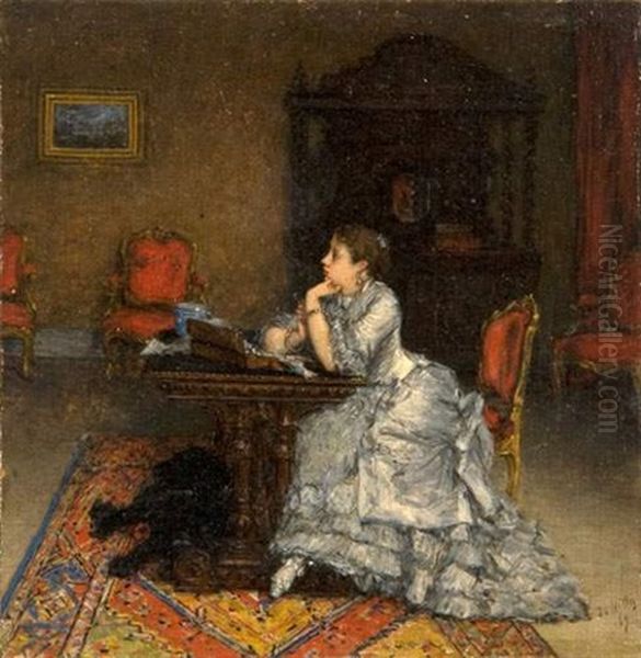 La Lettre D'amour Oil Painting by Giuseppe de Nittis