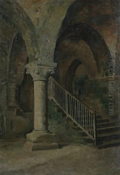 Interior With Staircase Oil Painting by Giuseppe de Nittis