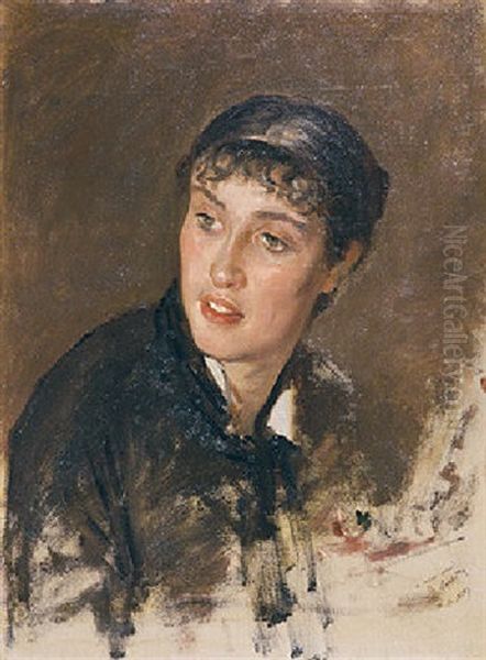 Portrait Of A Young Woman Oil Painting by Giuseppe de Nittis