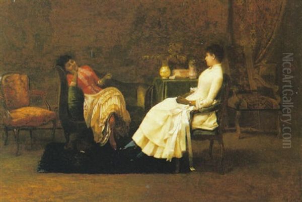 Confidenze Oil Painting by Giuseppe de Nittis