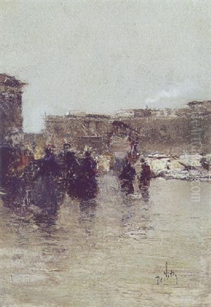 Fra En Plads I Paris Oil Painting by Giuseppe de Nittis