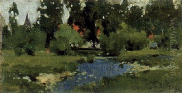 Landschaft Mit Teich Oil Painting by Giuseppe de Nittis