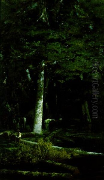 Wood Felling In A Forest Oil Painting by Giuseppe de Nittis