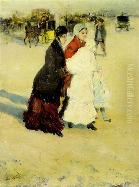 Les Nounous Oil Painting by Giuseppe de Nittis