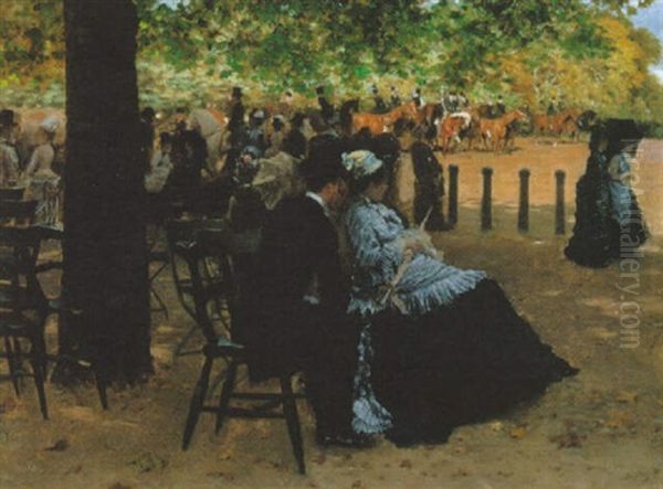 Accanto Alla Pista Oil Painting by Giuseppe de Nittis