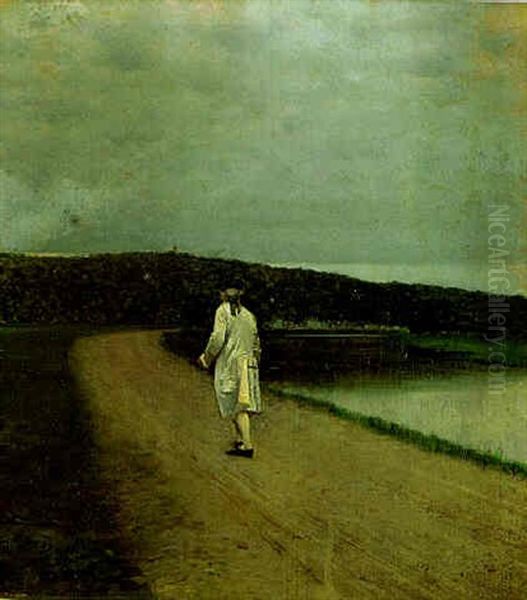 A Solitary Walk Oil Painting by Giuseppe de Nittis