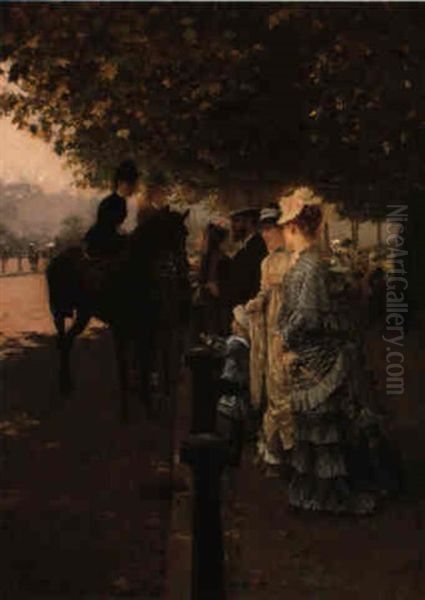 La Promenade A Hyde Park Oil Painting by Giuseppe de Nittis