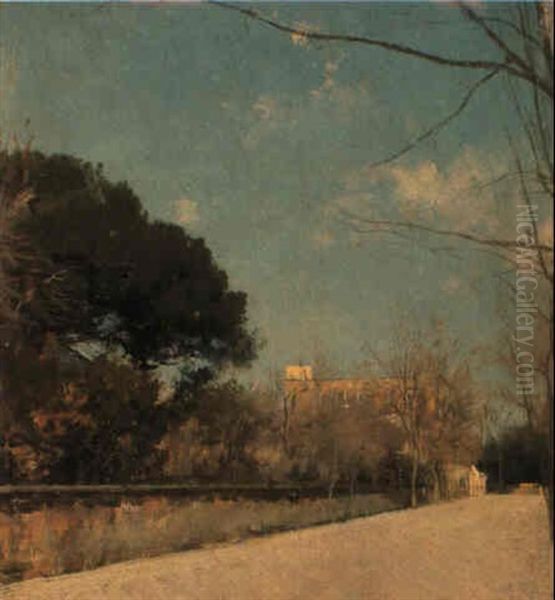 Via Di Portici Oil Painting by Giuseppe de Nittis