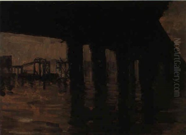 Sotto Il Ponte (i) Oil Painting by Giuseppe de Nittis