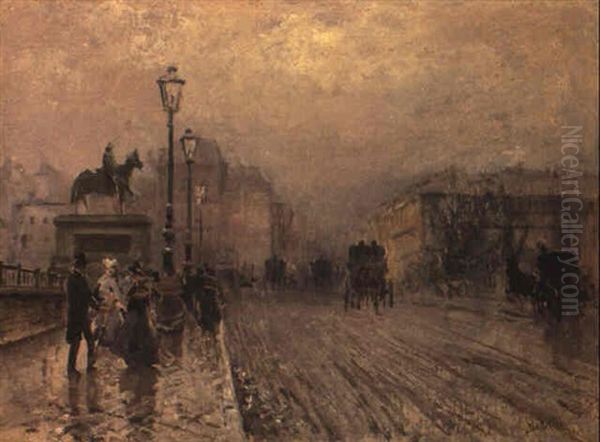 Rue De Paris Avec Caleches Oil Painting by Giuseppe de Nittis