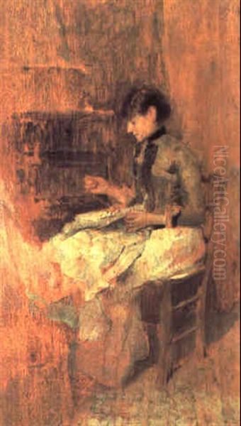 Donna Che Cuce Oil Painting by Giuseppe de Nittis