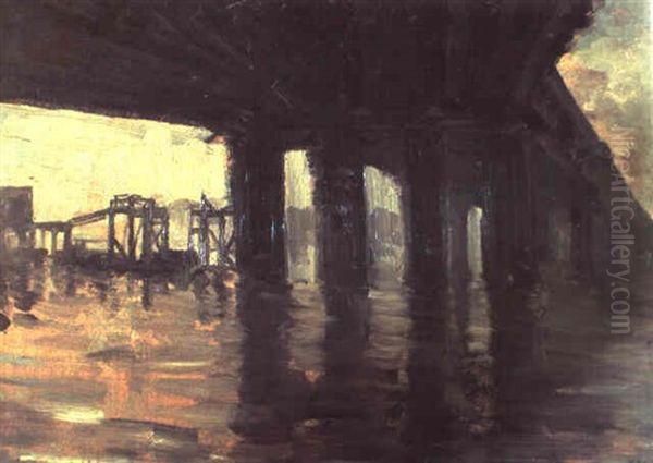 Sotto Il Ponte (i) Oil Painting by Giuseppe de Nittis