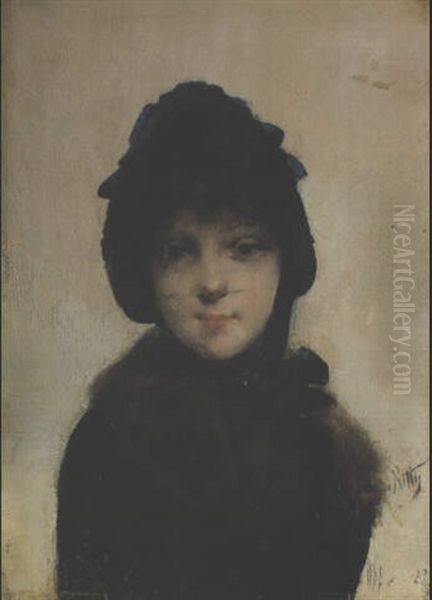 Femme A La Voilette Oil Painting by Giuseppe de Nittis