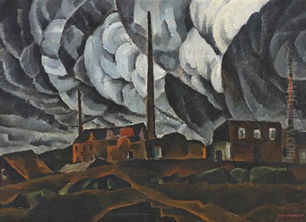 Landscape With Factory Buildings Oil Painting by Ignati Ignatevich Nivinsky