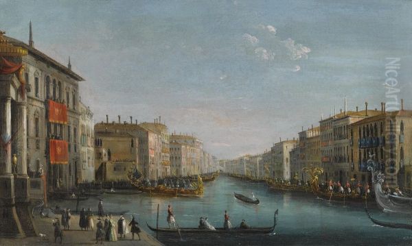 Venice, A View Of The Grand Canal Oil Painting by Giuseppe Bernardino Bison