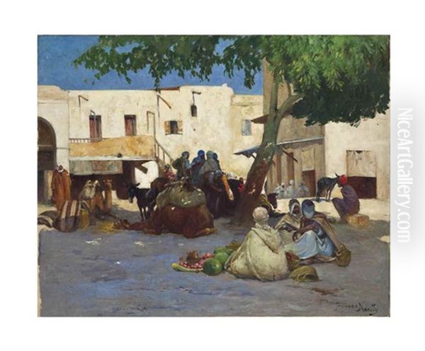 Market At Bou Saada by Francisque Noailly