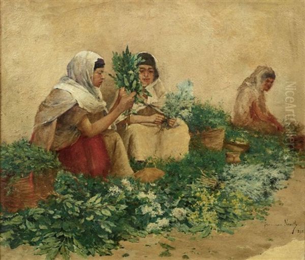 Femmes & Fleur D'oranger Oil Painting by Francisque Noailly