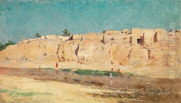 Jeux Dans L'oued Oil Painting by Francisque Noailly