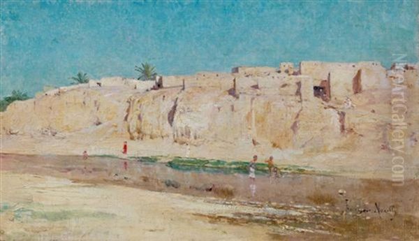 Jeux Dans L'oued Oil Painting by Francisque Noailly