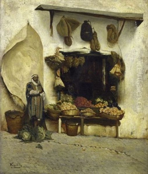 Le Marchand De Legumes Oil Painting by Francisque Noailly