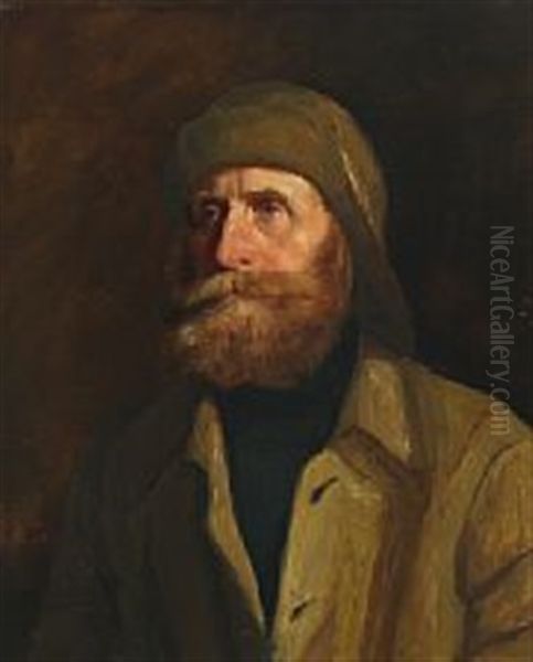 Portait Of A Fisherman Oil Painting by Jacob Nobbe