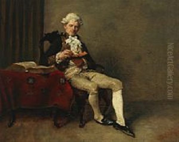 A Reading Gentleman Oil Painting by Jacob Nobbe