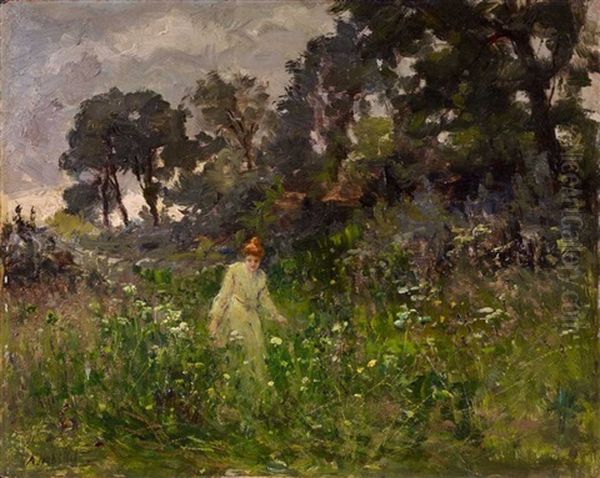 Landschaft Mit Junger Frau Oil Painting by Auguste Nobillet