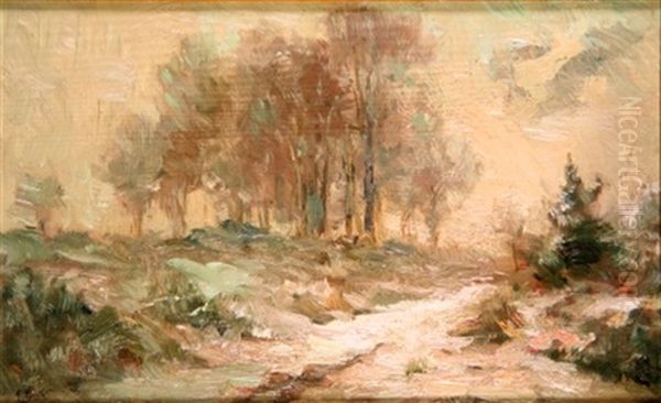 Paysage Enneige Oil Painting by Auguste Nobillet