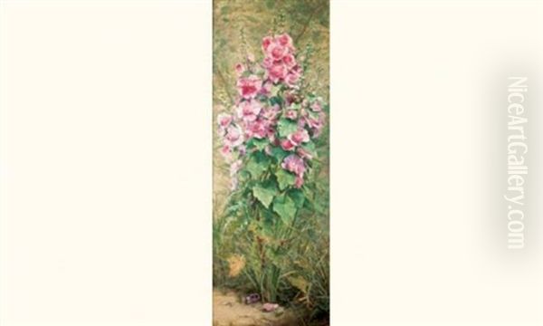 Roses Tremieres Oil Painting by Auguste Nobillet