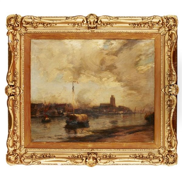 By The Harbour Oil Painting by James Campbell Noble