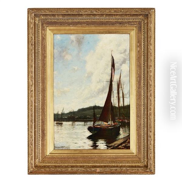 By The Harbour Oil Painting by James Campbell Noble