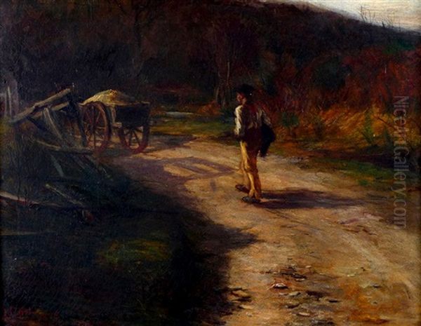 Soldier Behind A Wagon Oil Painting by James Campbell Noble