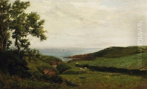 Schottische Kustenlandschaft Mit Weidenden Kuhen Oil Painting by James Campbell Noble