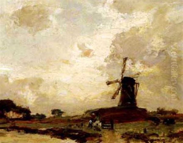 Old Mill Veere, Holland Oil Painting by James Campbell Noble