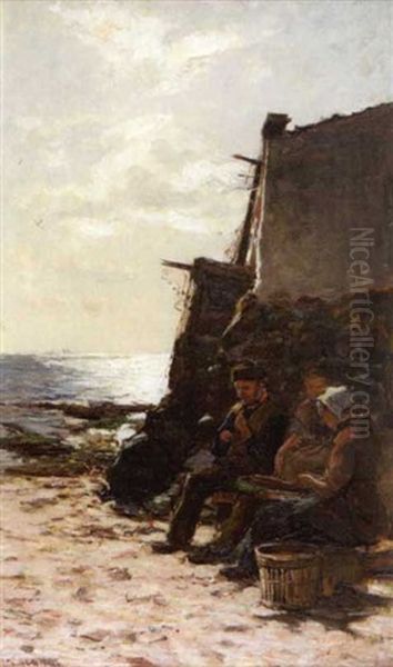 Preparing The Bait Oil Painting by James Campbell Noble