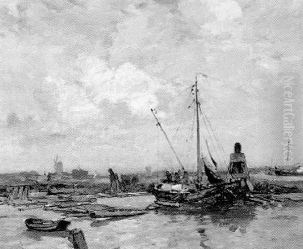 Lumber On The Maas Oil Painting by James Campbell Noble