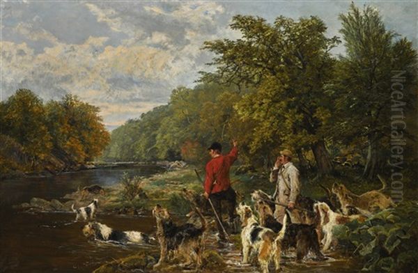 Otter Hunt On The Lowther Oil Painting by John Sargent Noble