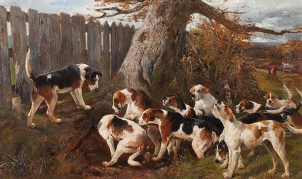 Hunting Hounds Oil Painting by John Sargent Noble