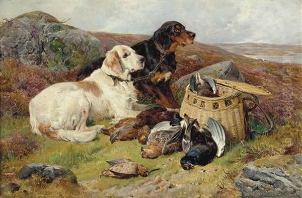 English And Gordon Setters With The Day's Bag Oil Painting by John Sargent Noble