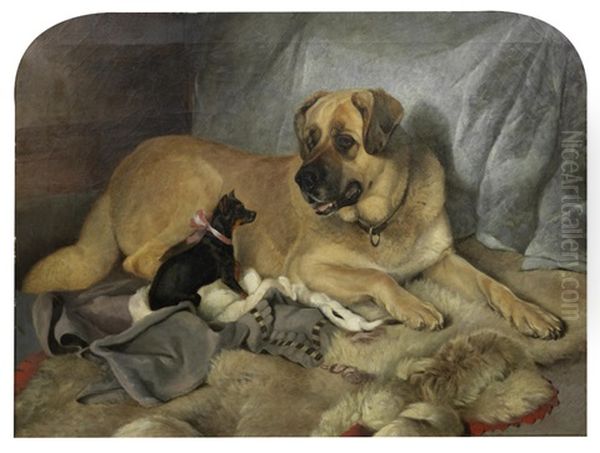 A Mastiff And A Manchester Oil Painting by John Sargent Noble