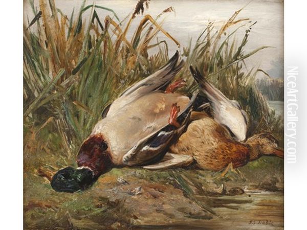 Pair Of Mallards Oil Painting by John Sargent Noble