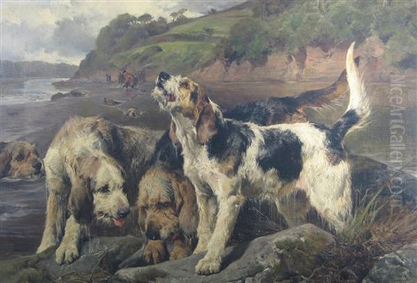 An Otter Hunt Oil Painting by John Sargent Noble