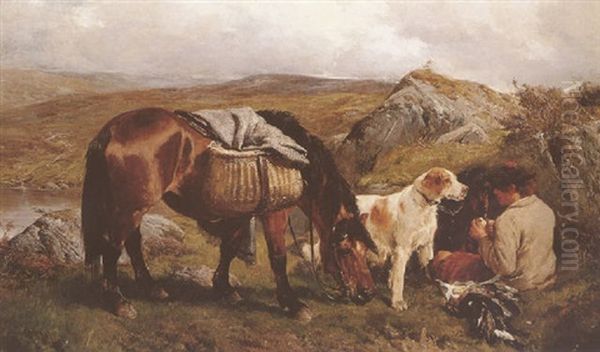 A Young Lad With Horse And Dogs In The Highlands Oil Painting by John Sargent Noble