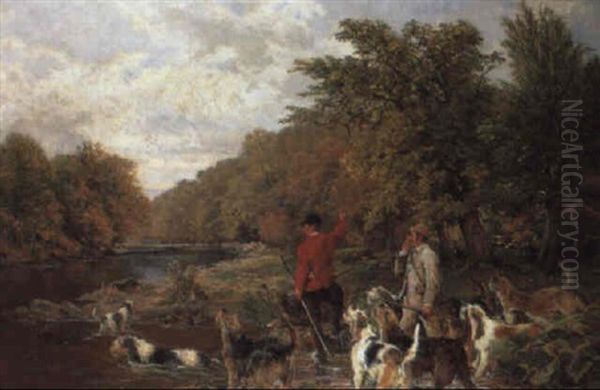 Otter Hunt On The Lowther Oil Painting by John Sargent Noble