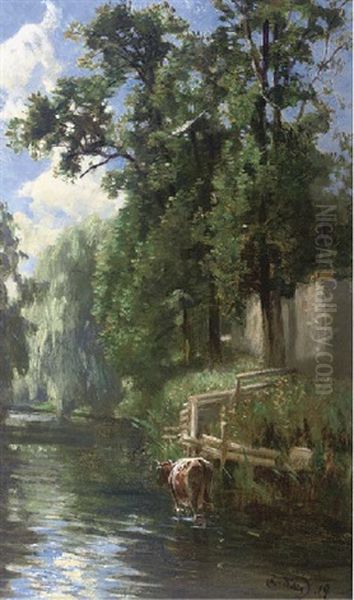 A Pool In Preston Meadow Oil Painting by Robert Noble