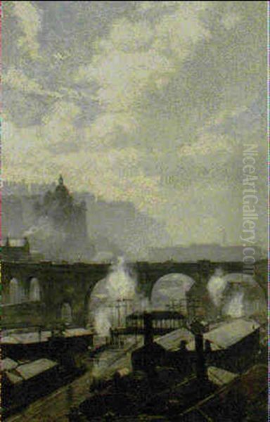 A View Of Edinburgh Oil Painting by Robert Noble