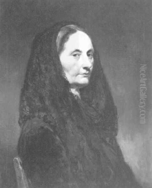 Portrait Of A Lady In Black Oil Painting by Thomas Satterwhite Noble